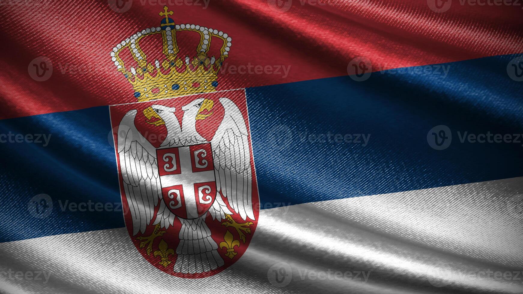 Serbia flag with realistic silky wave texture photo
