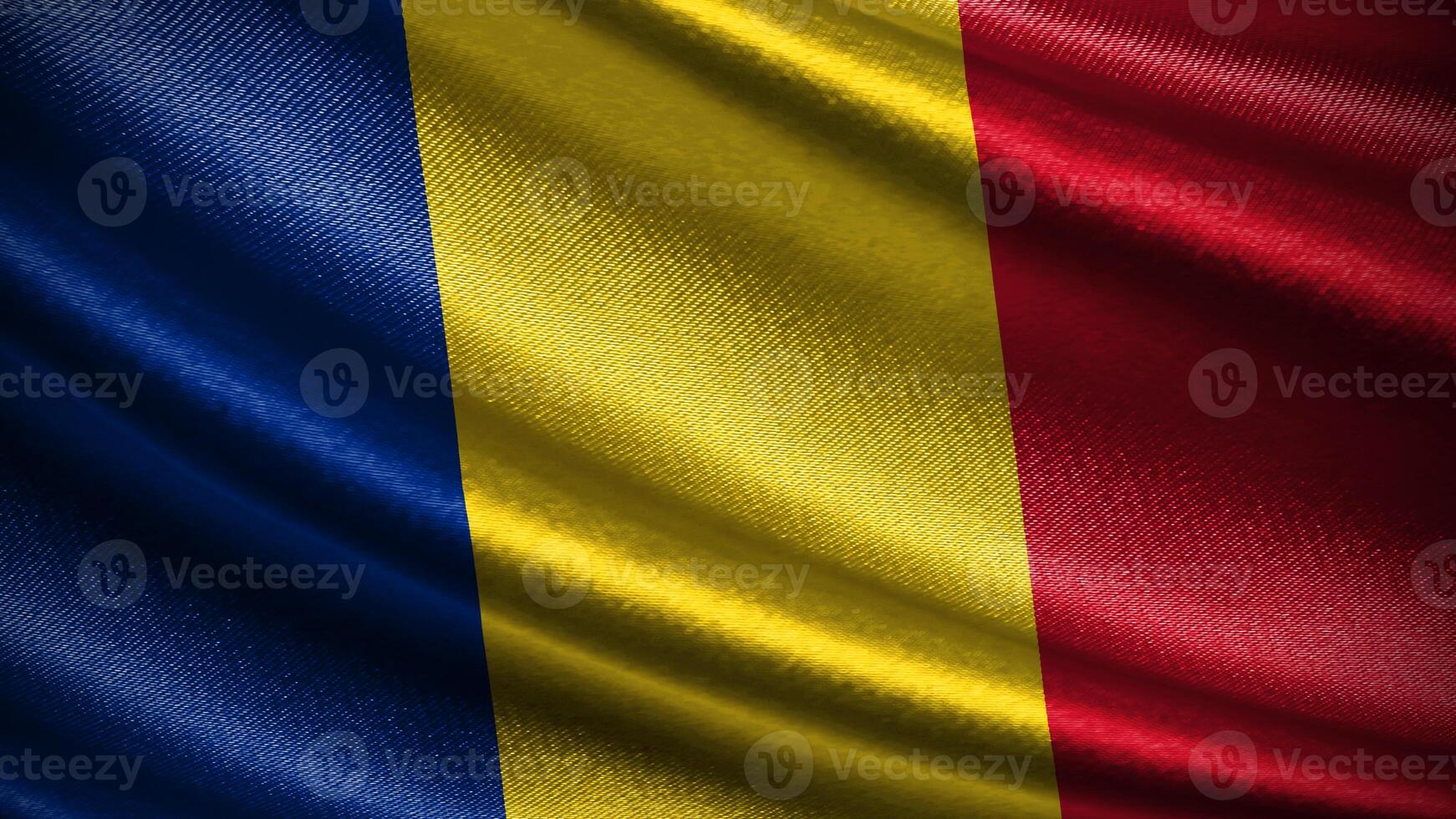 Romania flag with realistic silky wave texture photo