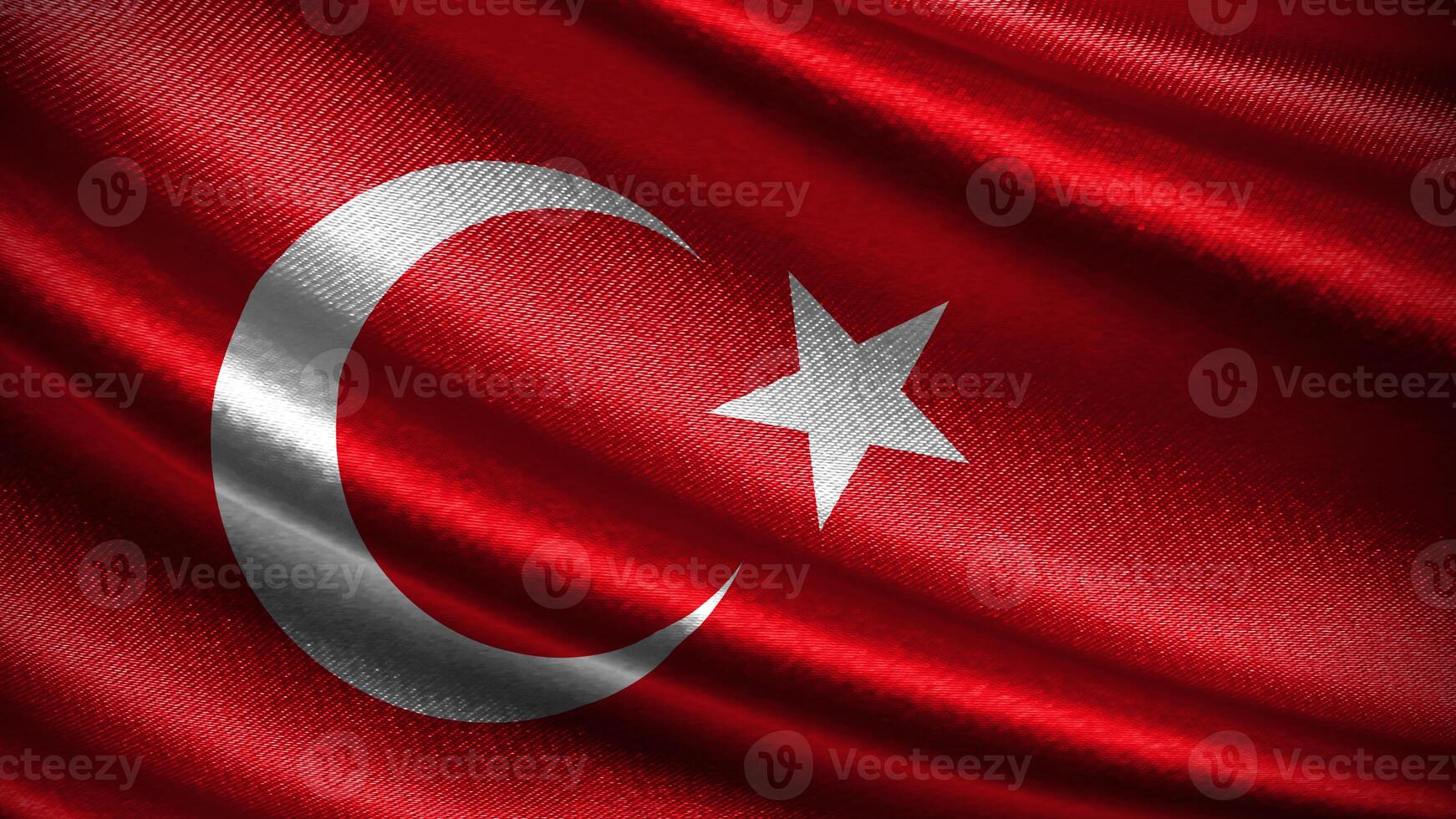 Turkey flag with realistic silky wave texture photo