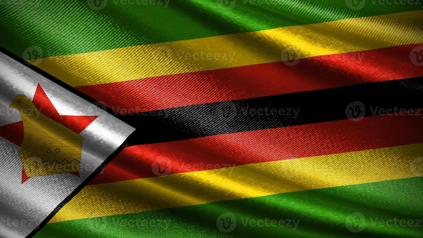 Zimbabwe flag with realistic silky wave texture photo