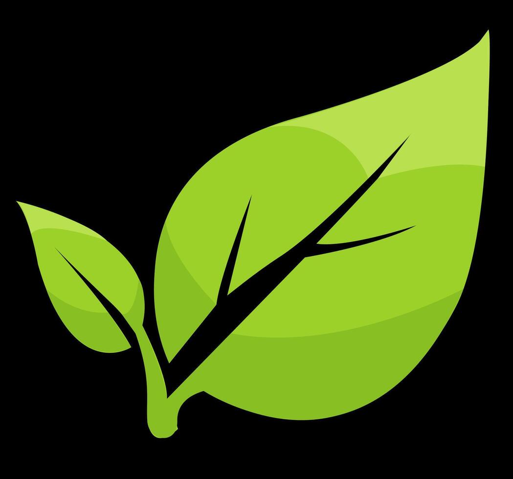 Leaf illustration representing nature and growth in a minimalist design on a black background logo vector