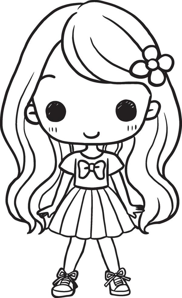 Princess cartoon for coloring line drawings Artwork vector