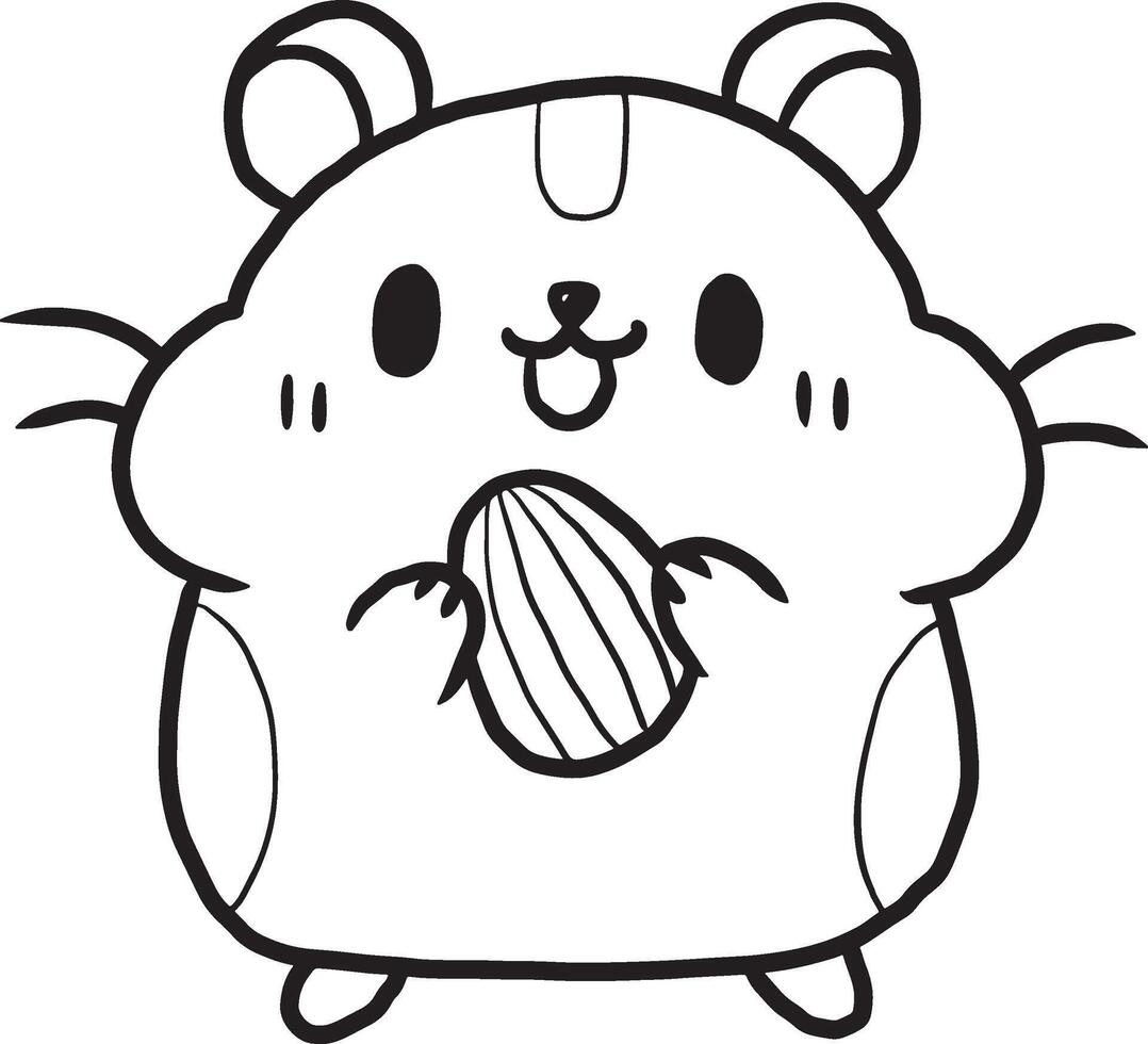Squirrel eating doodle lineart minimal Artwork vector
