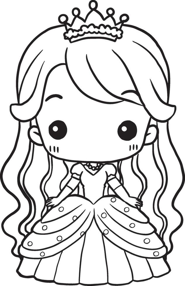 Artwork Princess cartoon for coloring line drawings vector