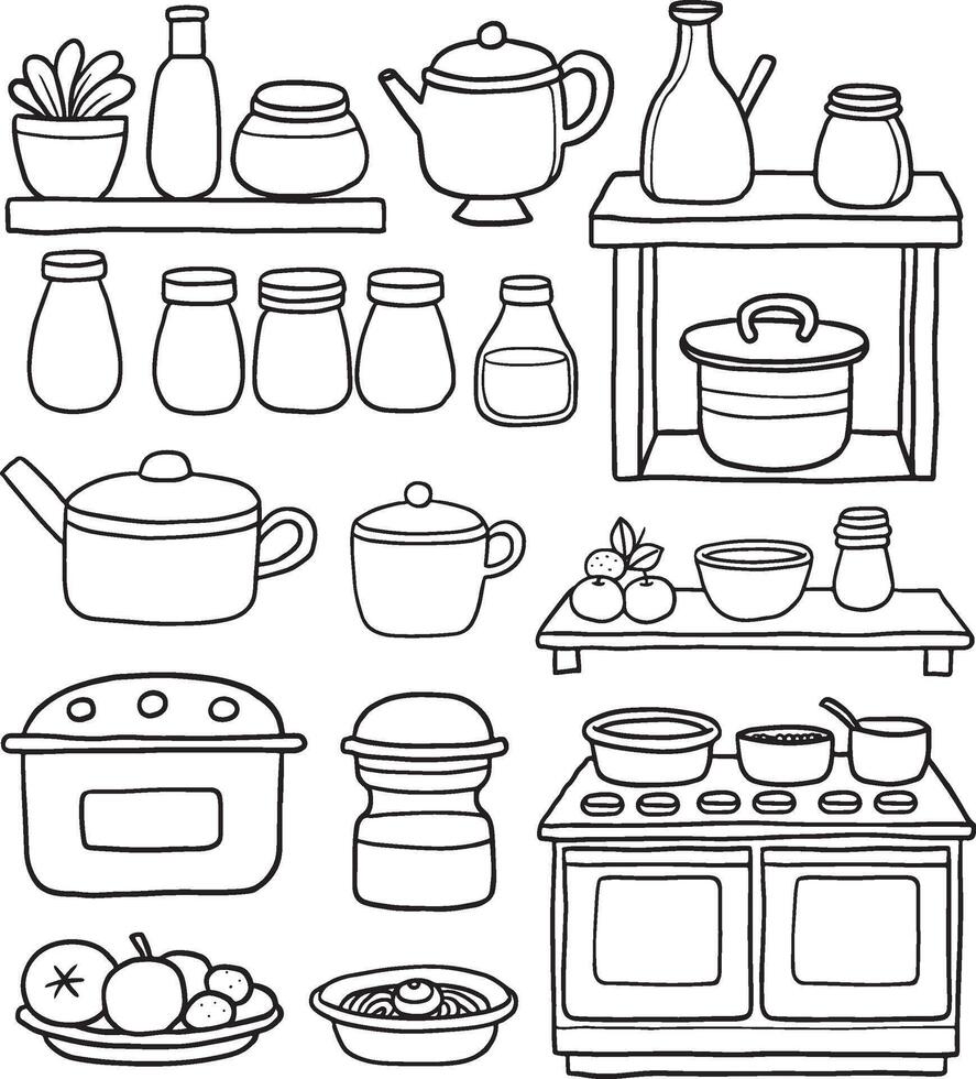 cartoon cooking kitchen utensils set vector