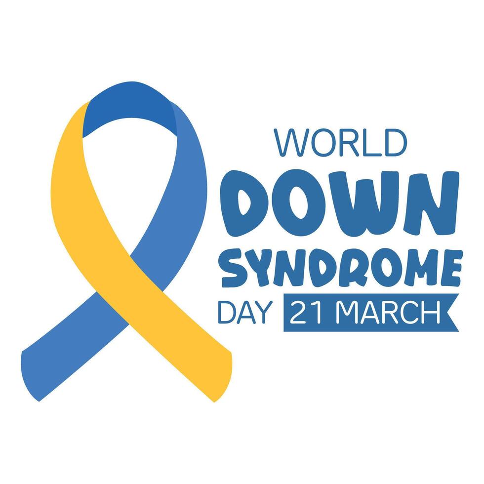 Down syndrome awareness Blue and yellow ribbon vector