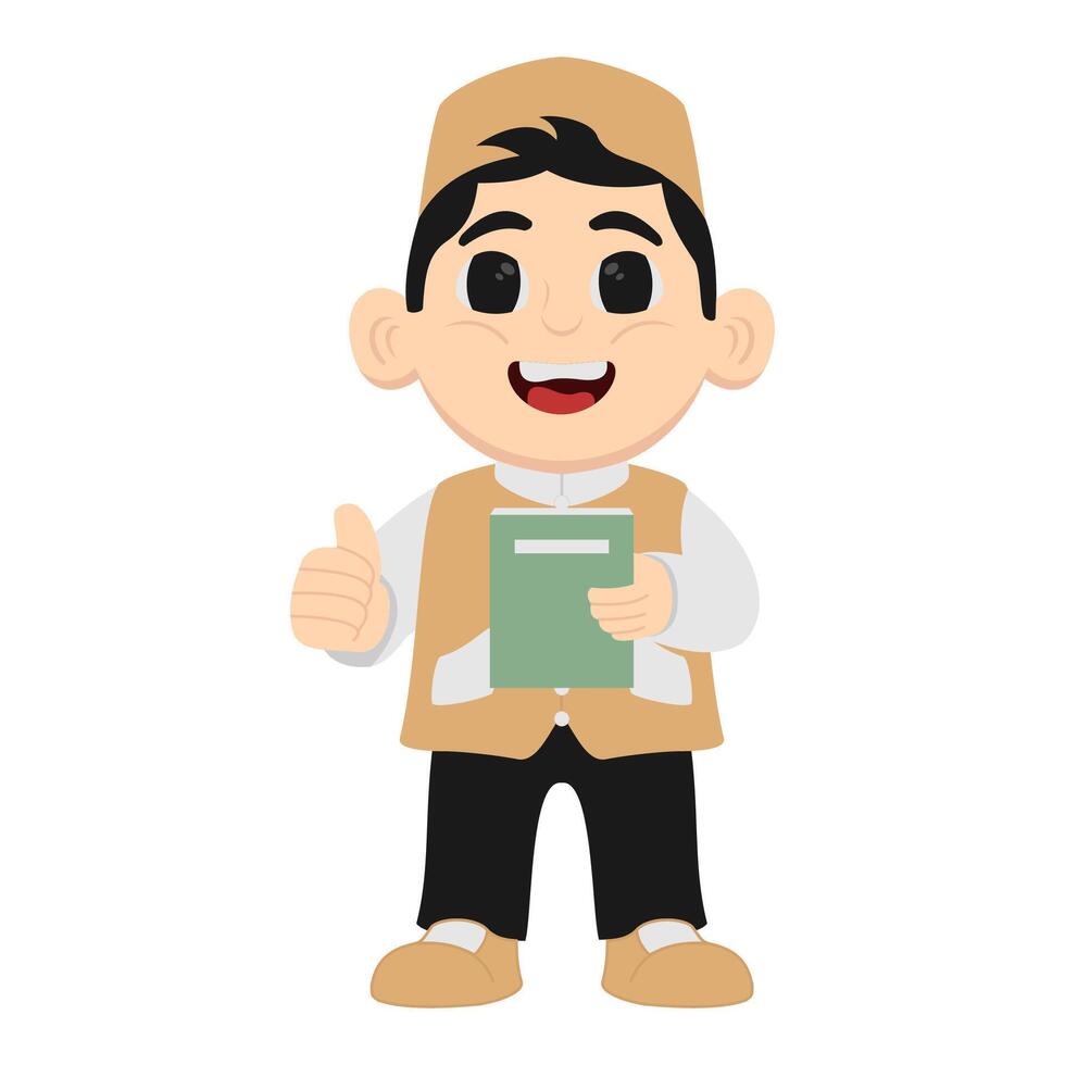 A cartoon man holding a book and giving a thumbs up vector