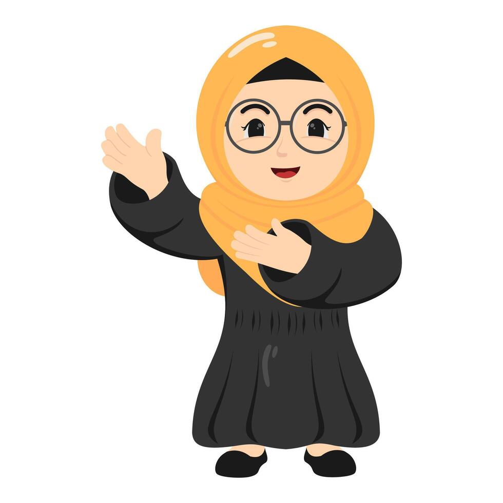 Muslim woman wearing hijab and glasses vector