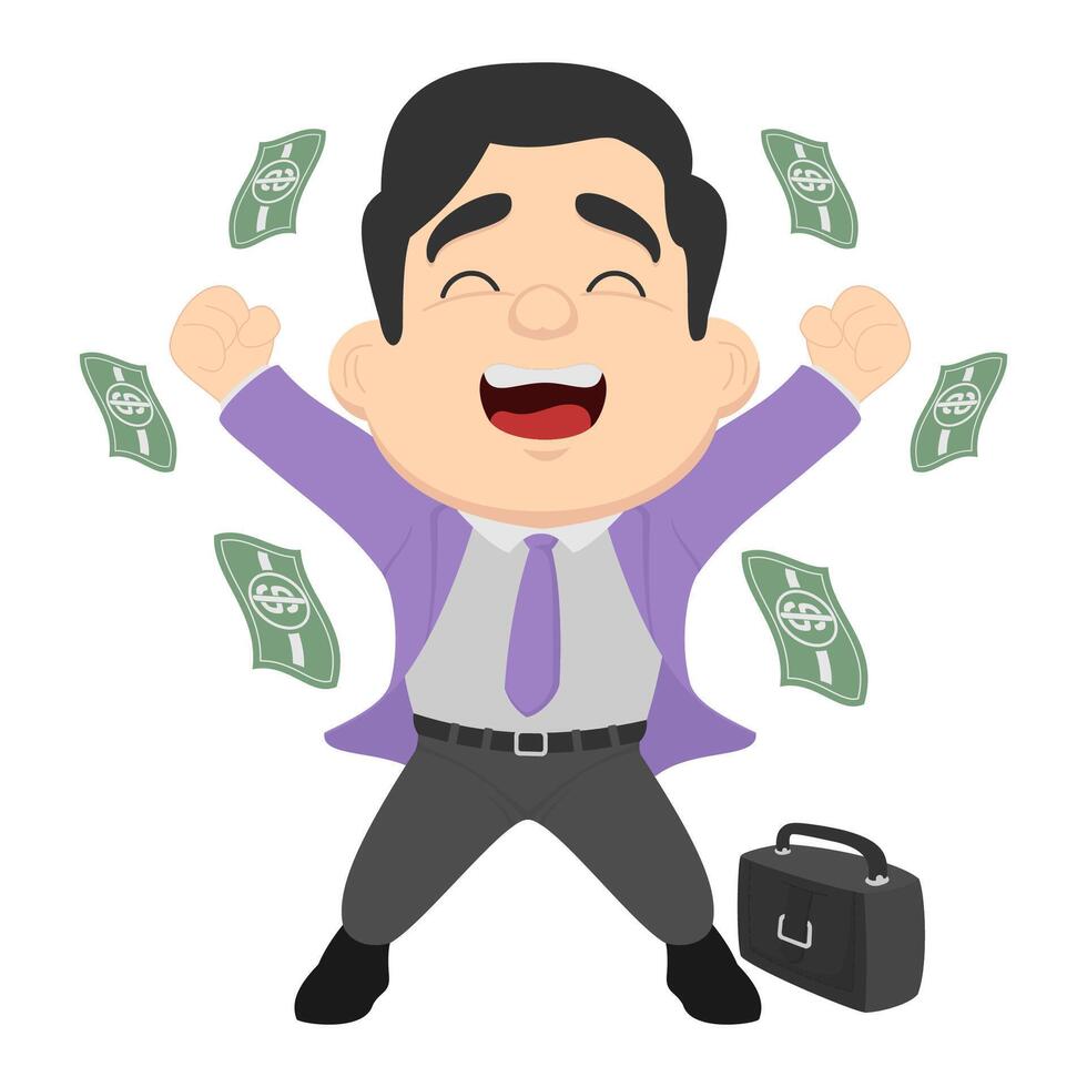 Businessman happy with money illustration vector