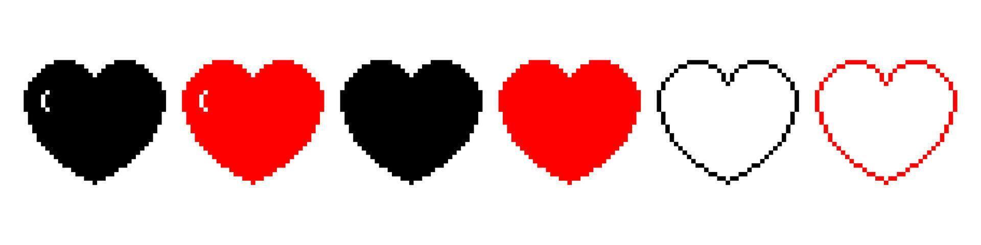 Hearts pixel art style vector