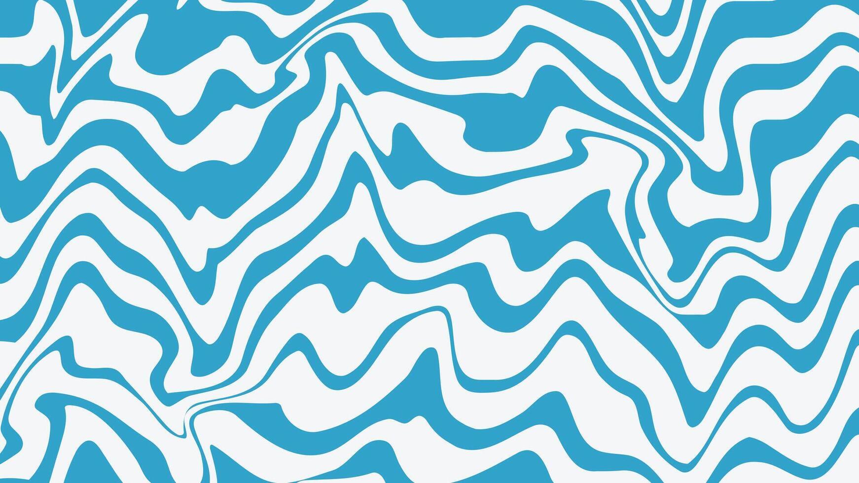 Retro twisted and distorted summer groovy hippie line blue background. Waves, swirl, twirl pattern. Vintage backgrounds in trendy psychedelic style. Abstract water waves vector