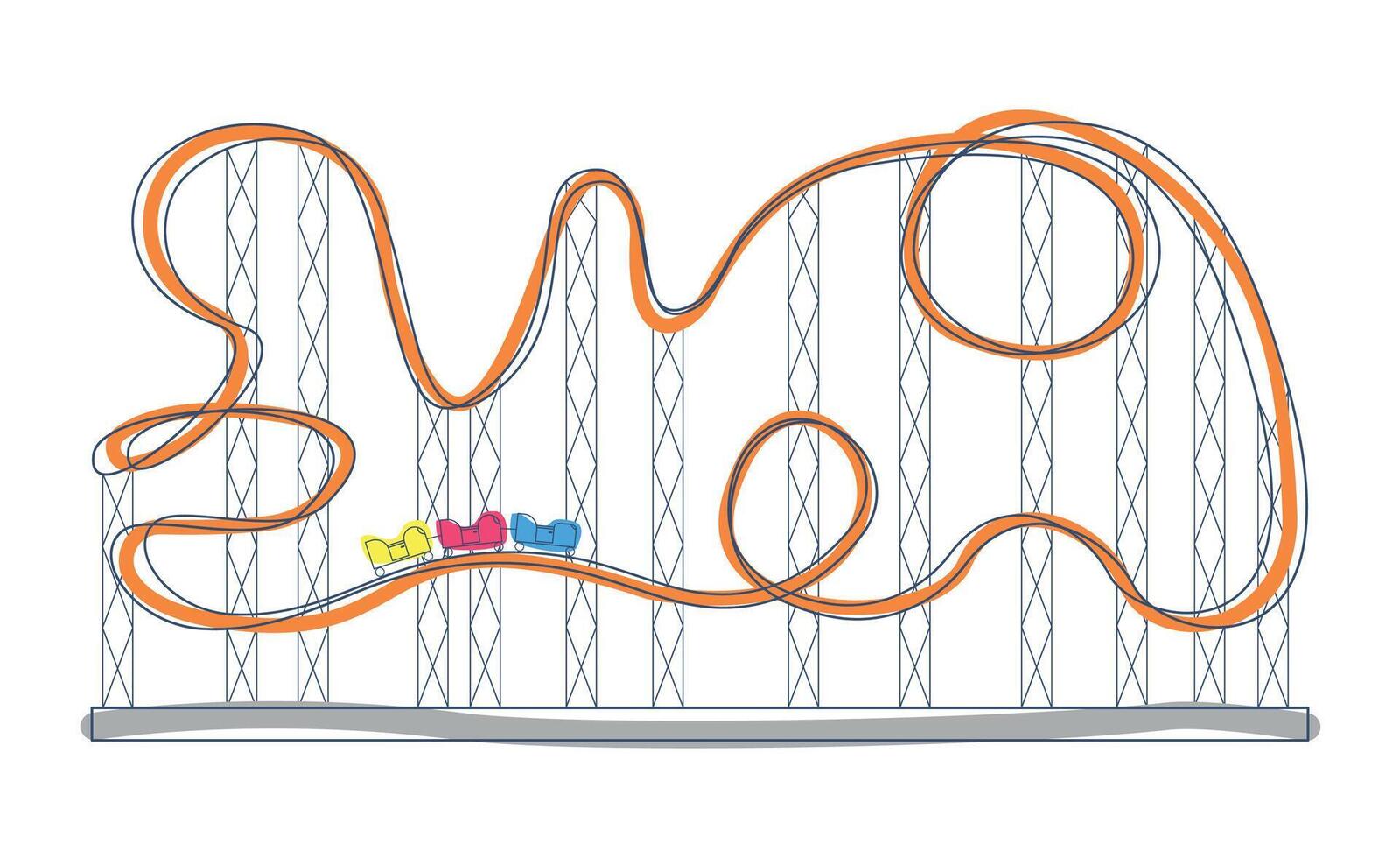 Roller coaster on white background. Amusement park, rides and leisure concept. vector