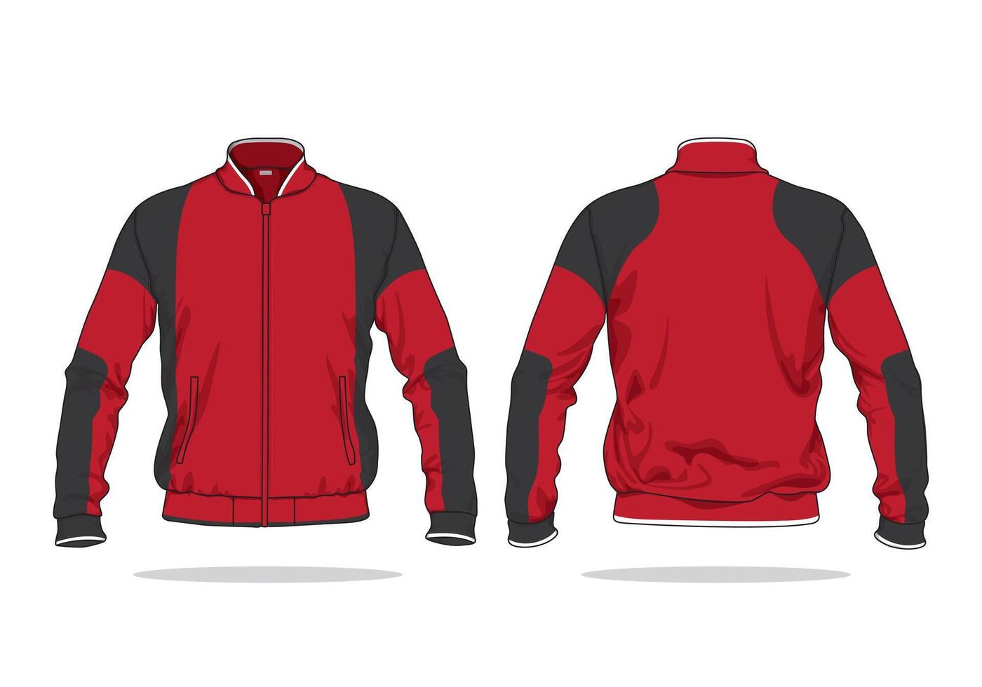 Black and Red color combination of Jacket design front and back view vector