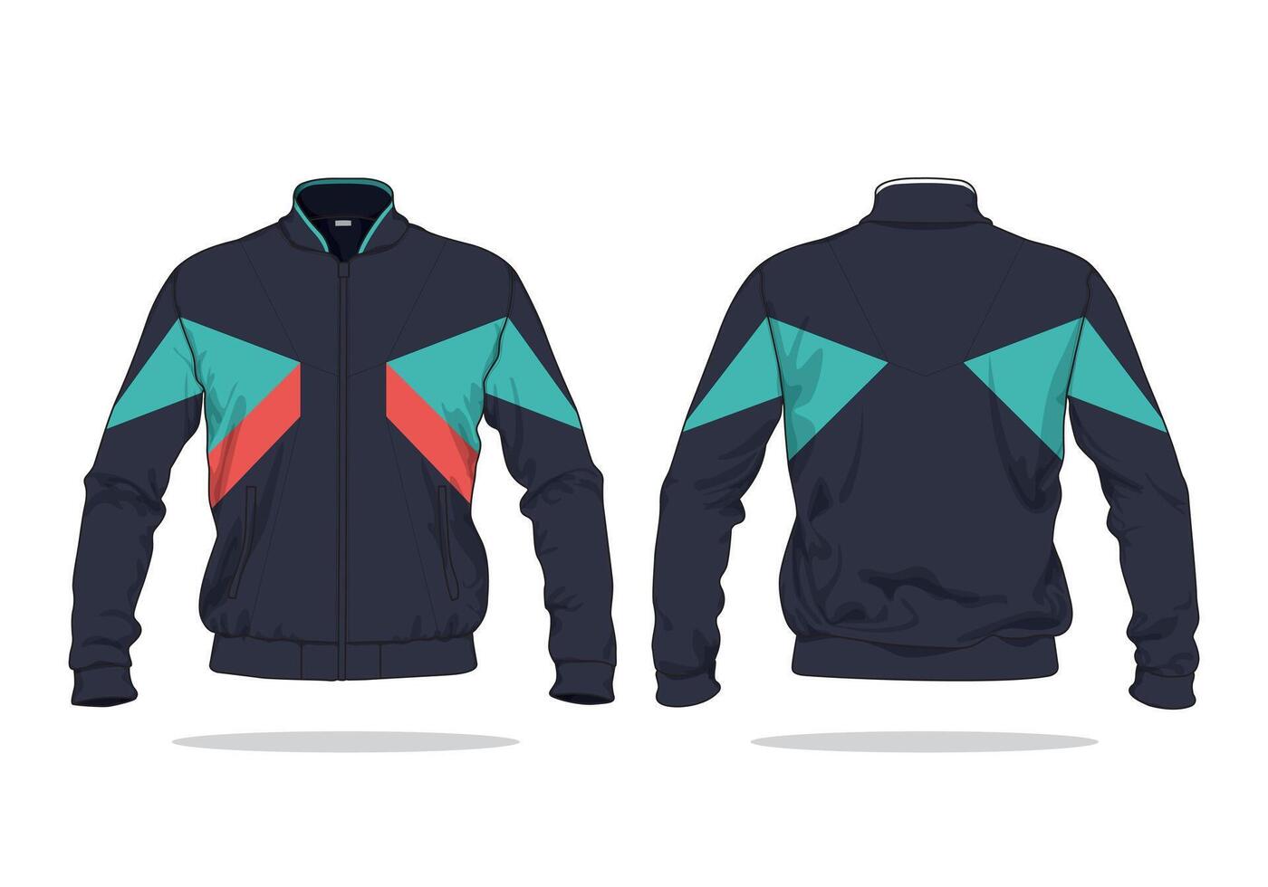 Varsity Jacket Design Template with Front and Back View Isolated vector