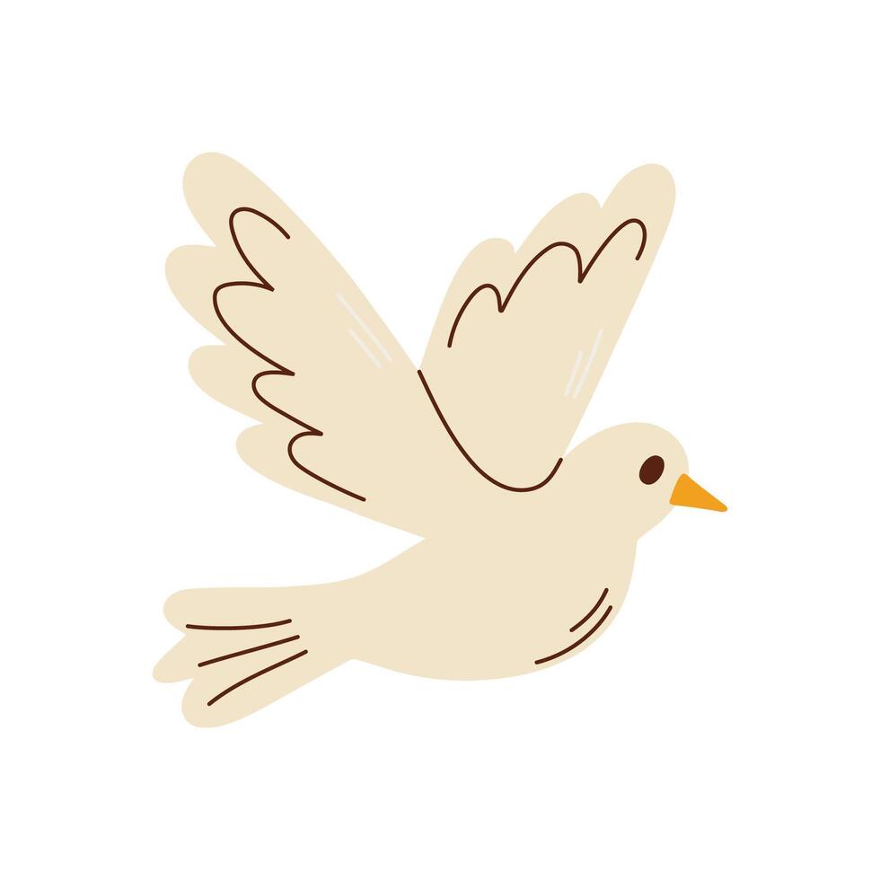 dove flying icon over white background. Flat illustration in children's style. vector