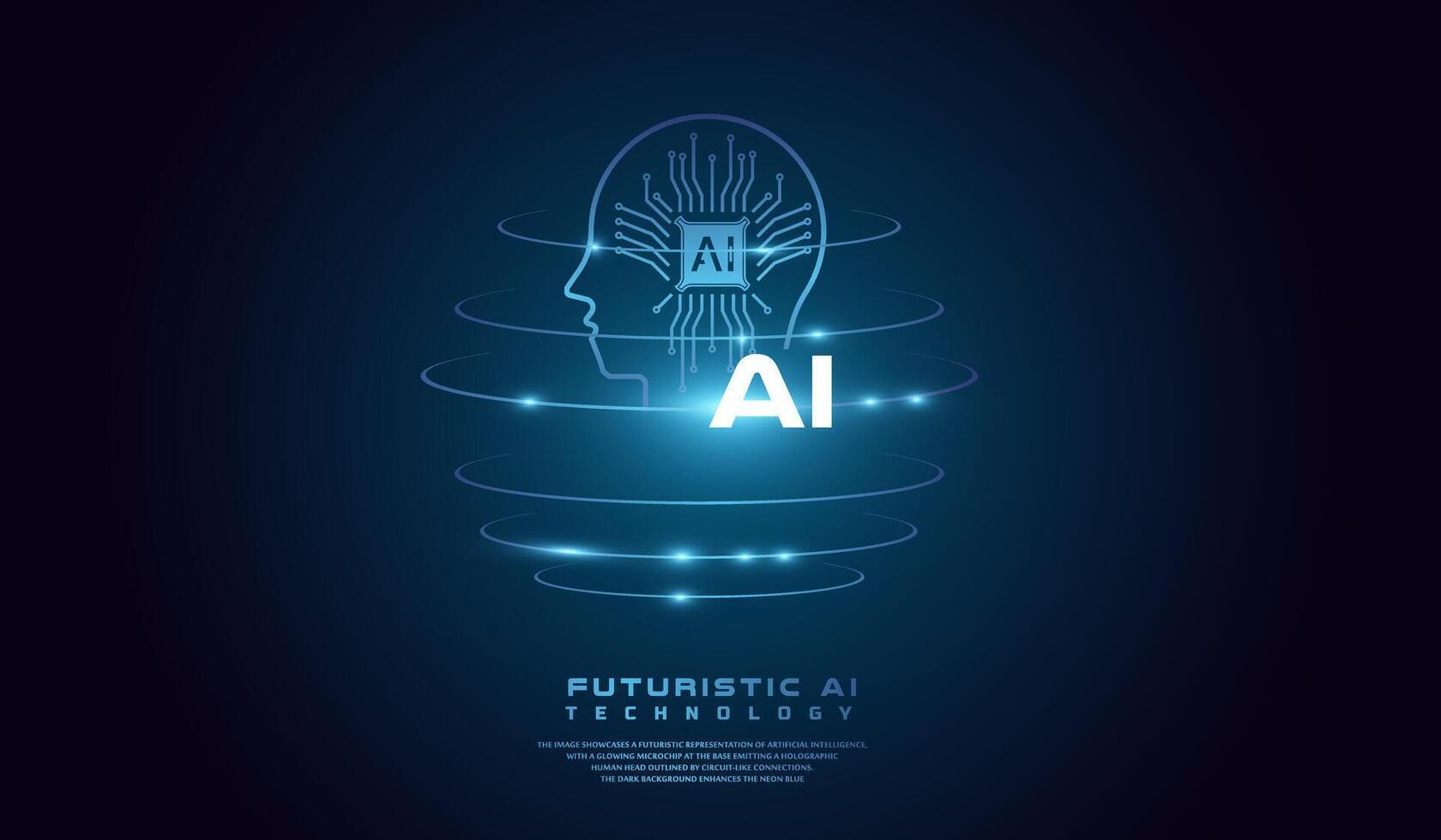 The Artificial Intelligence Head, Isometric banner for AI head, Deep brain Learning, Technological Digital Brain. AI head concept illustration. vector