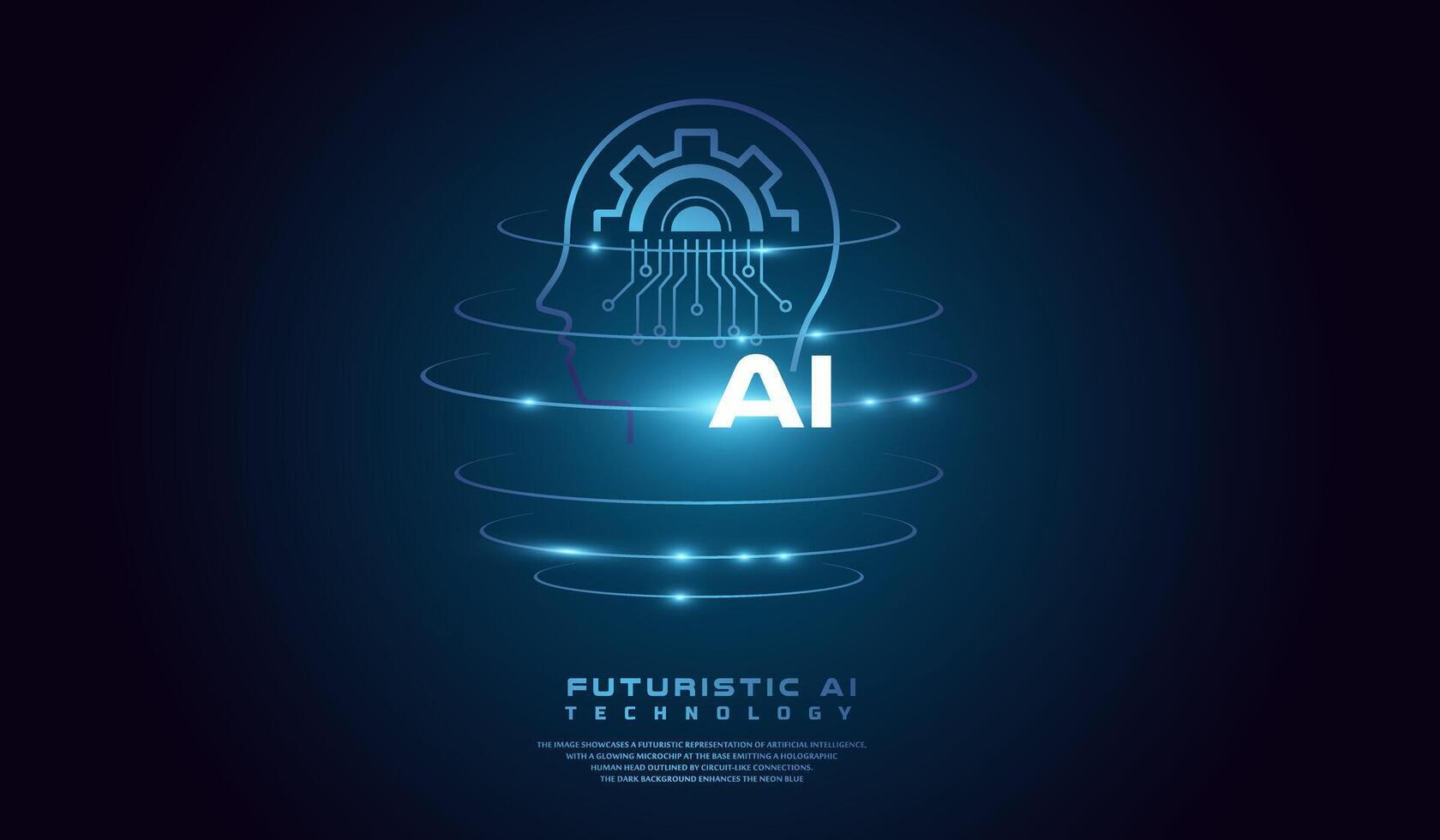 A glowing digital representation of artificial intelligence AI with a technological theme. The AI concept world background template illustration. vector