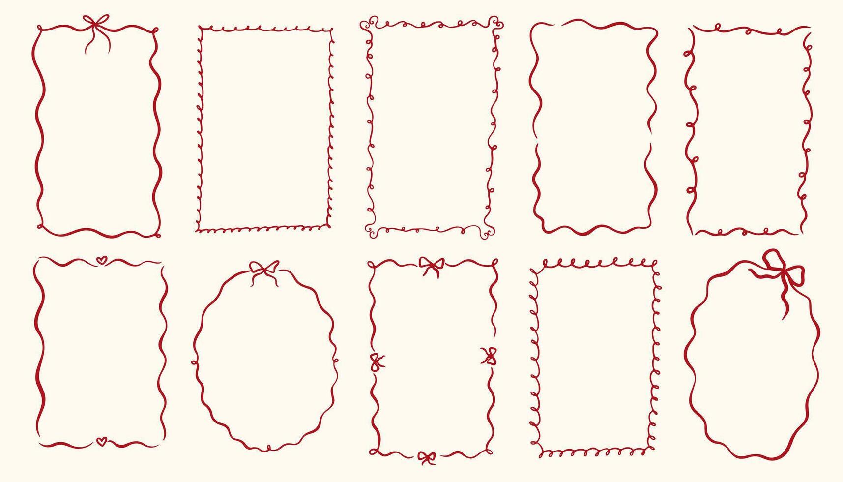 Vintage bows frame for greeting cards, wedding and birthday party, picnic invitations in cute elegant coquette style. Hand drawn pink frames with bows and ribbons border illustration. vector