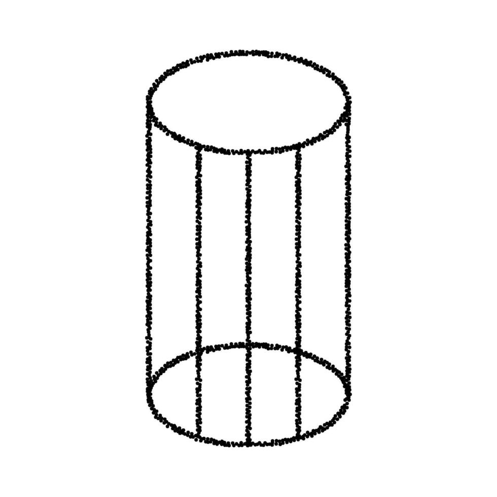 A drawing of a cylinder with a hole in it vector