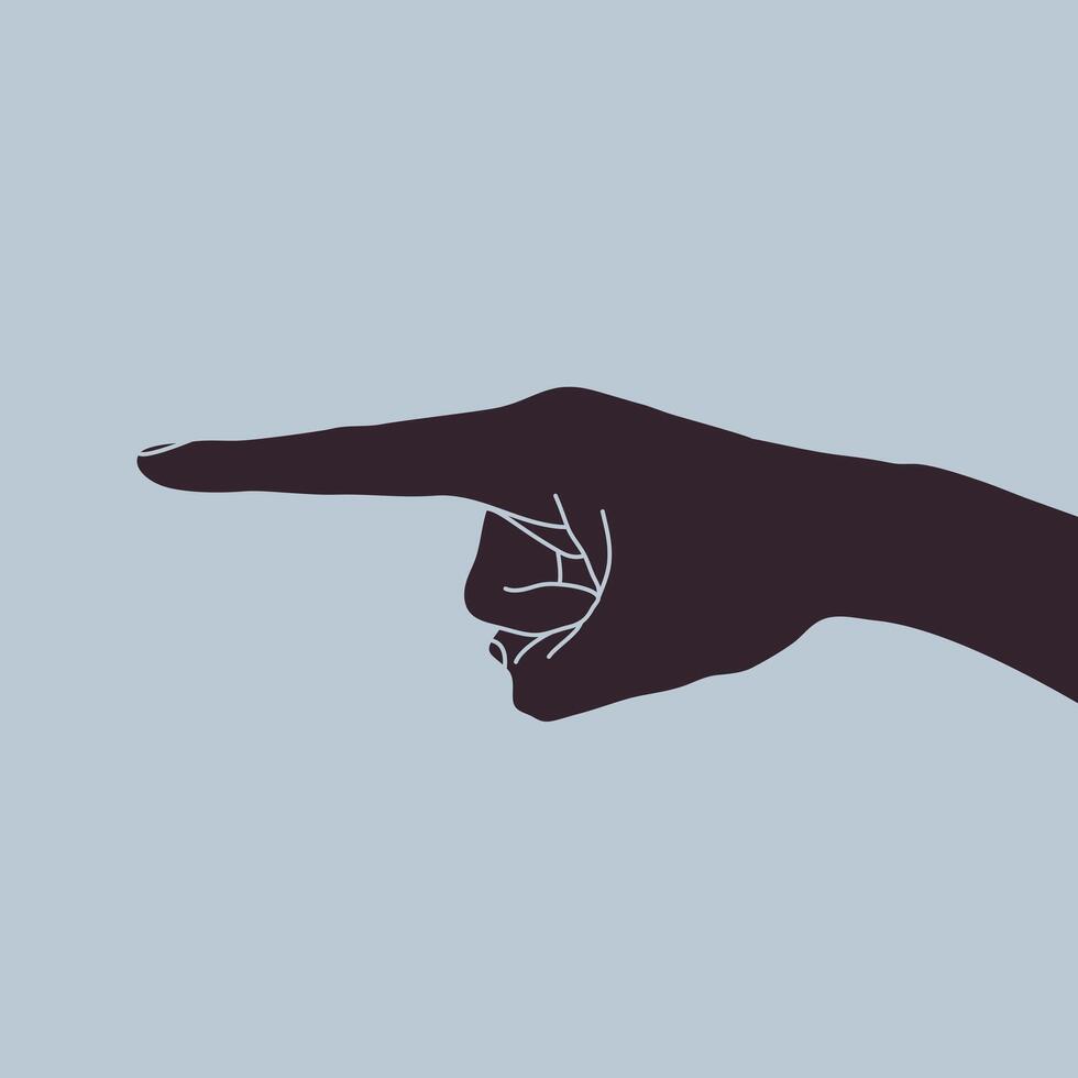 Silhouette of a hand with pointing index finger. Side view vector