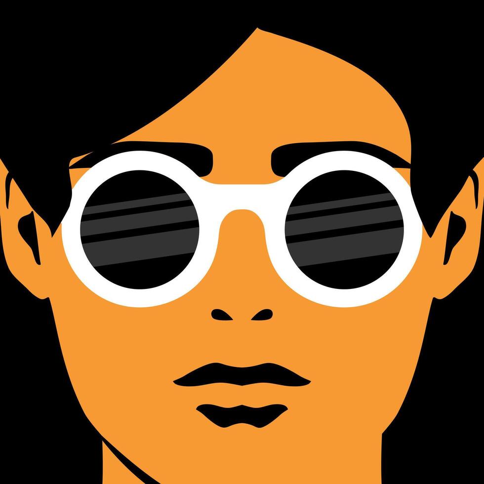 Man wearing sunglasses close up retro portrait. Abstract minimalist portrait of a male face in sunglasses vector