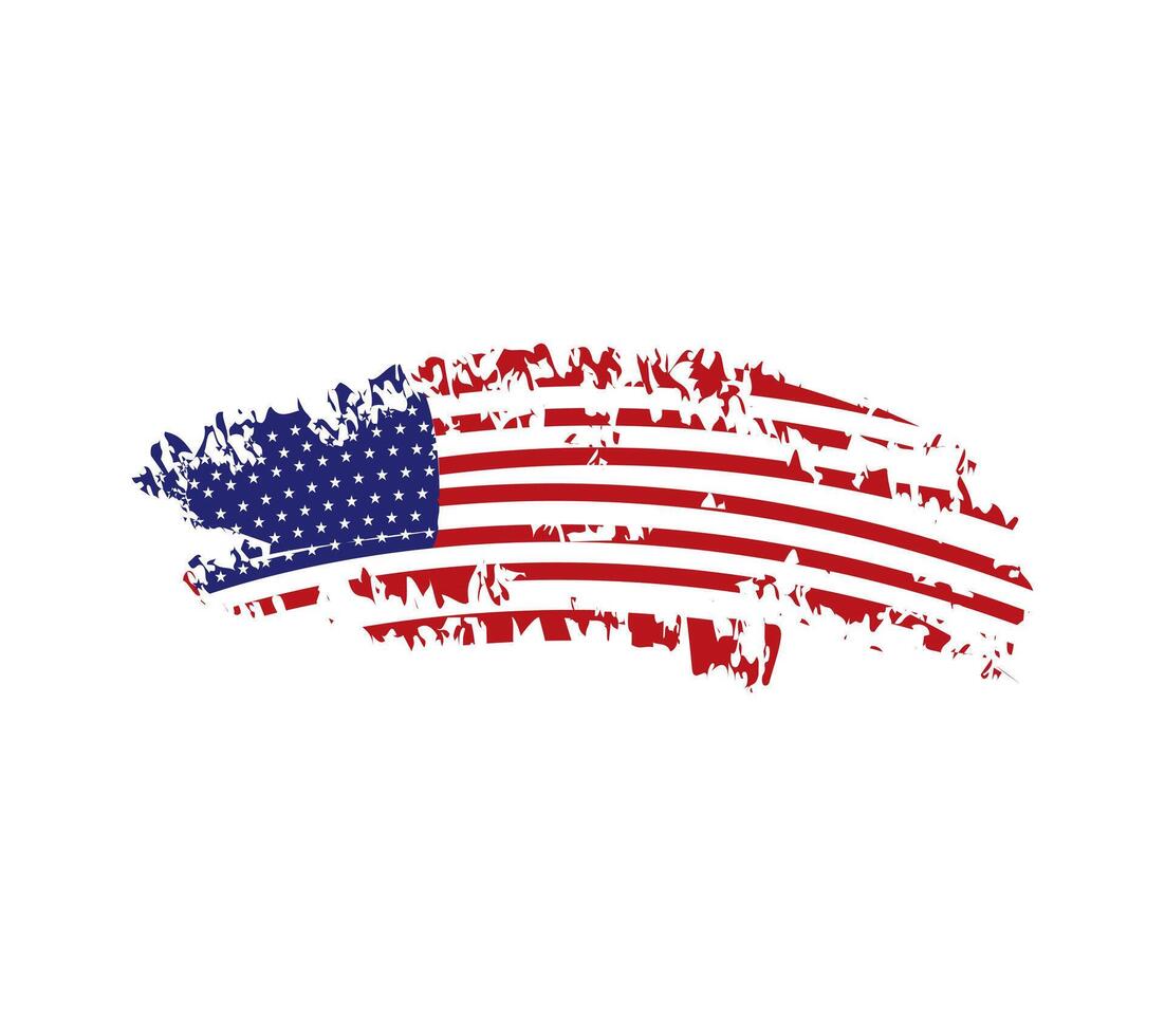 American flag with grunge texture vector