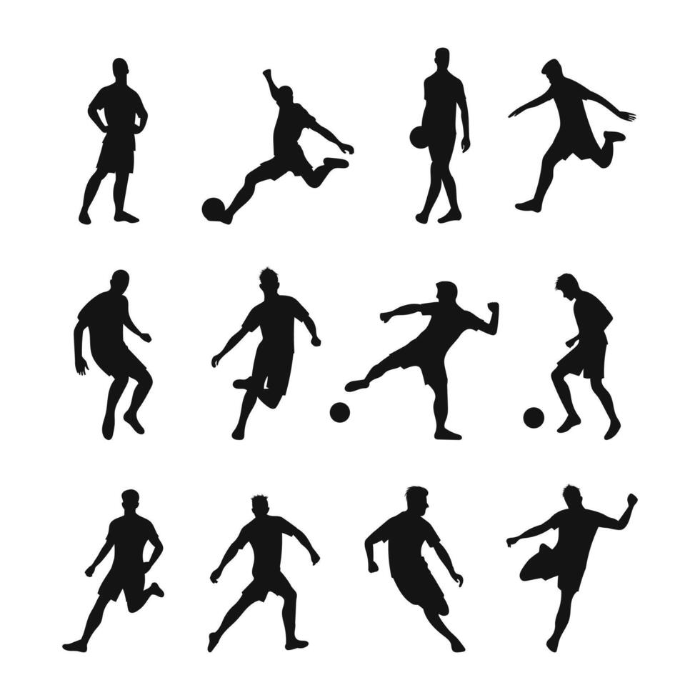 Set of football silhouettes vector