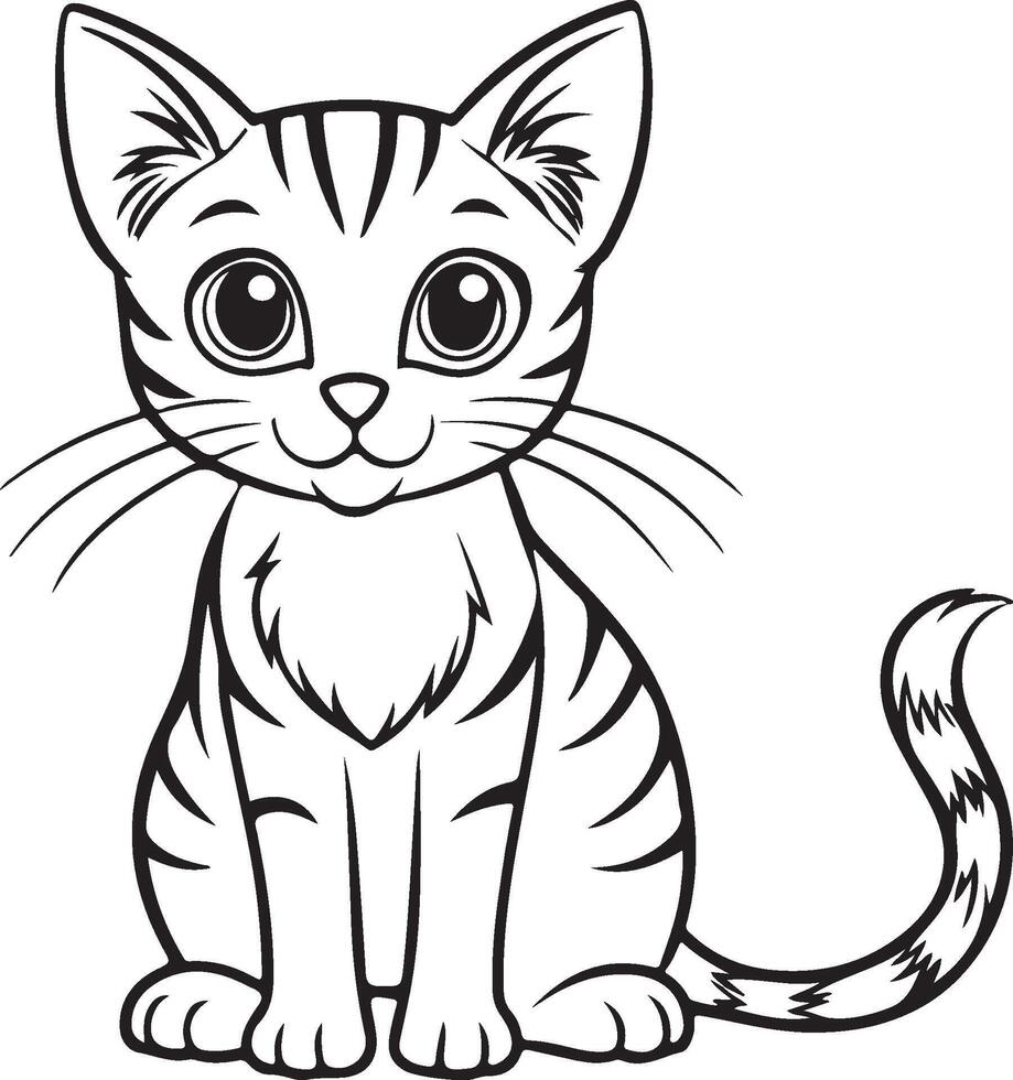 Cat sitting Line art silhouette image vector