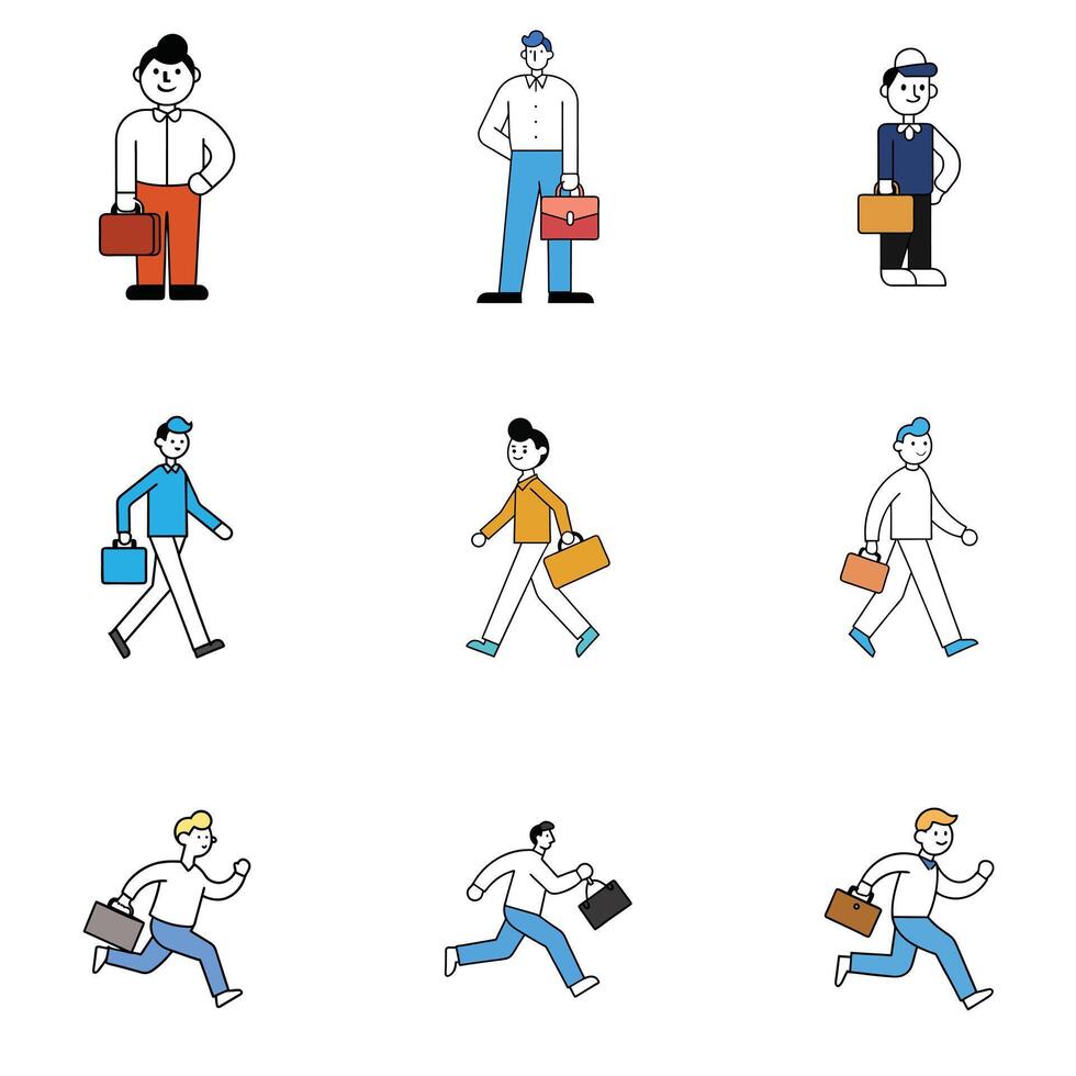 Stylish Businessman with Briefcase Walking to Work vector