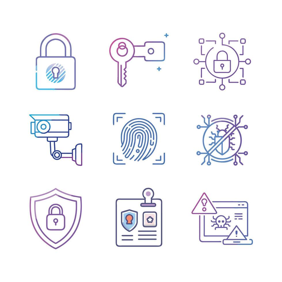 Security icon set collection vector