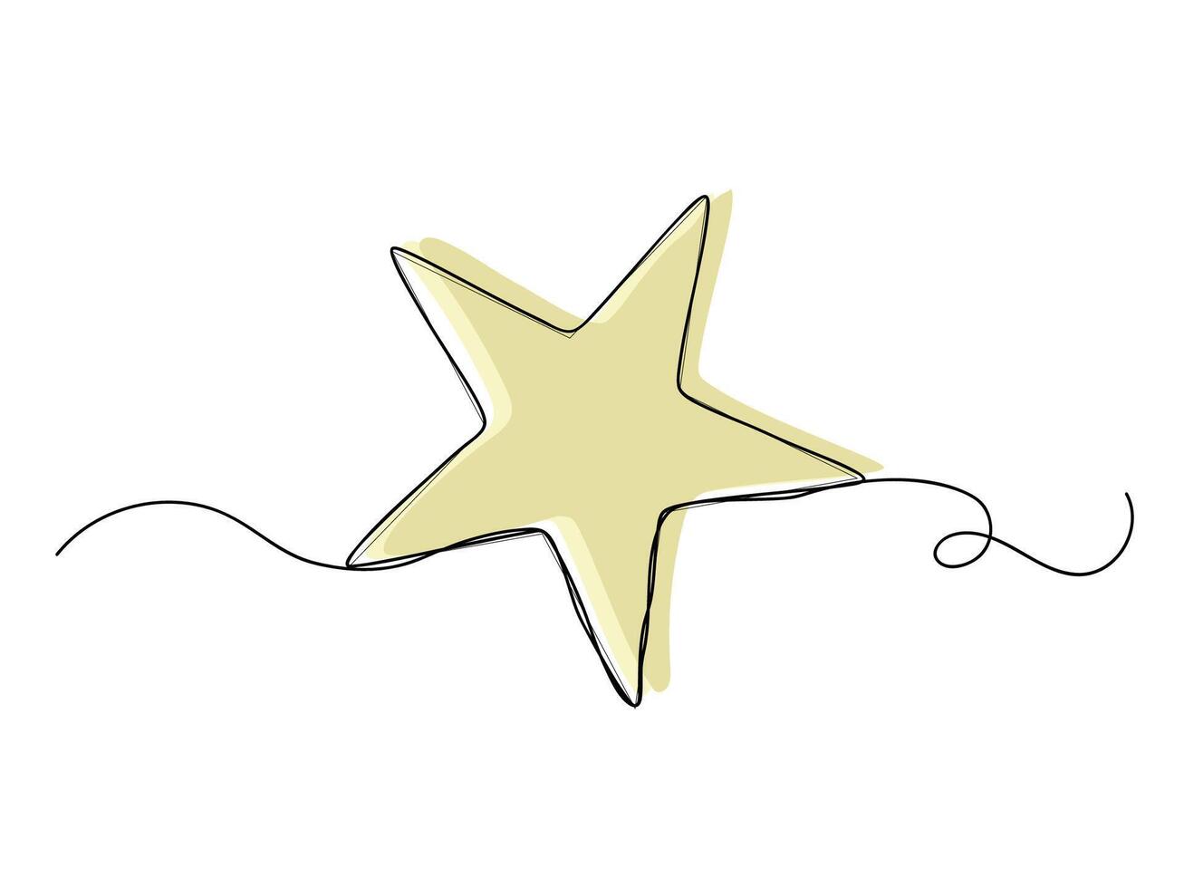 Continuous one line star art isolated. vector