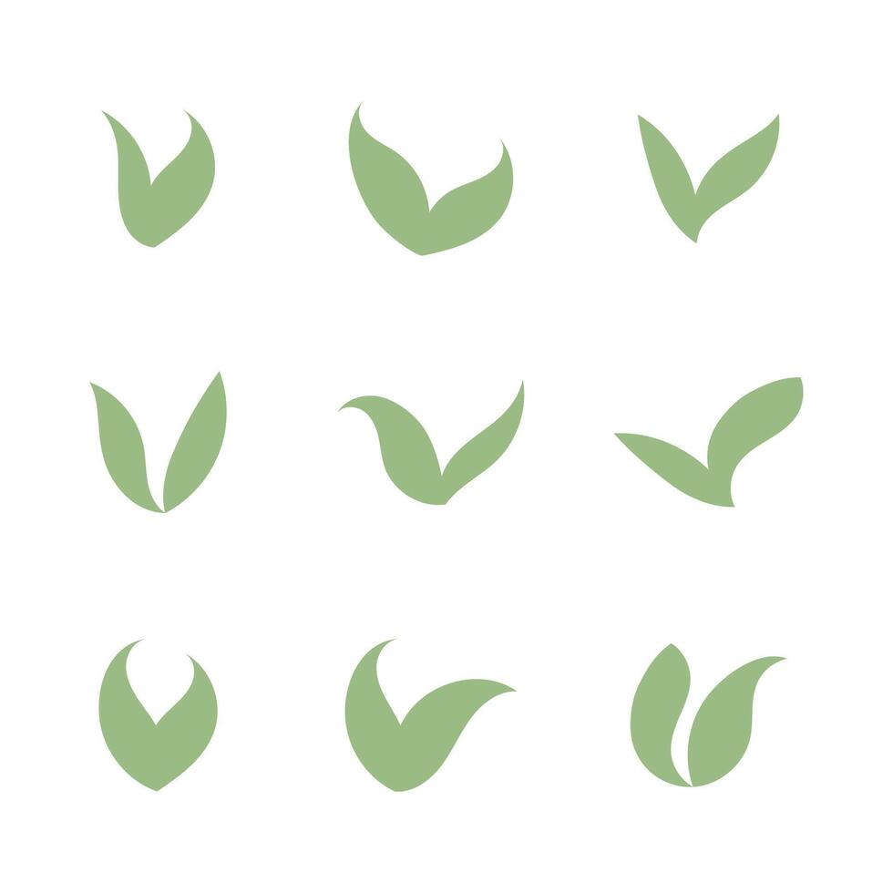 Green leaves icon in flat style isolated, vector