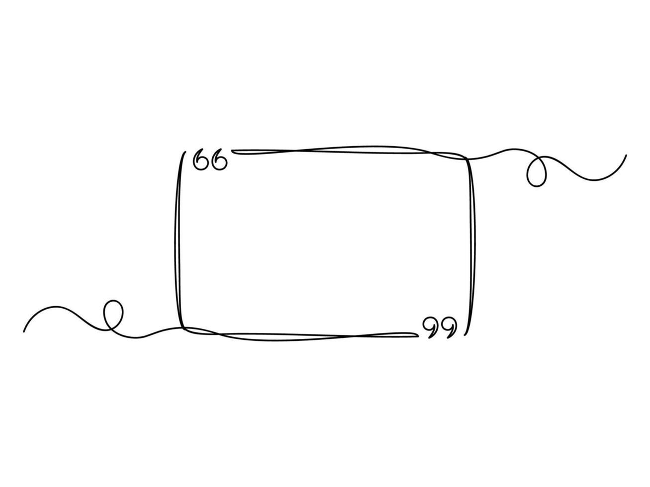 Continuous one line quote frame art isolated. vector