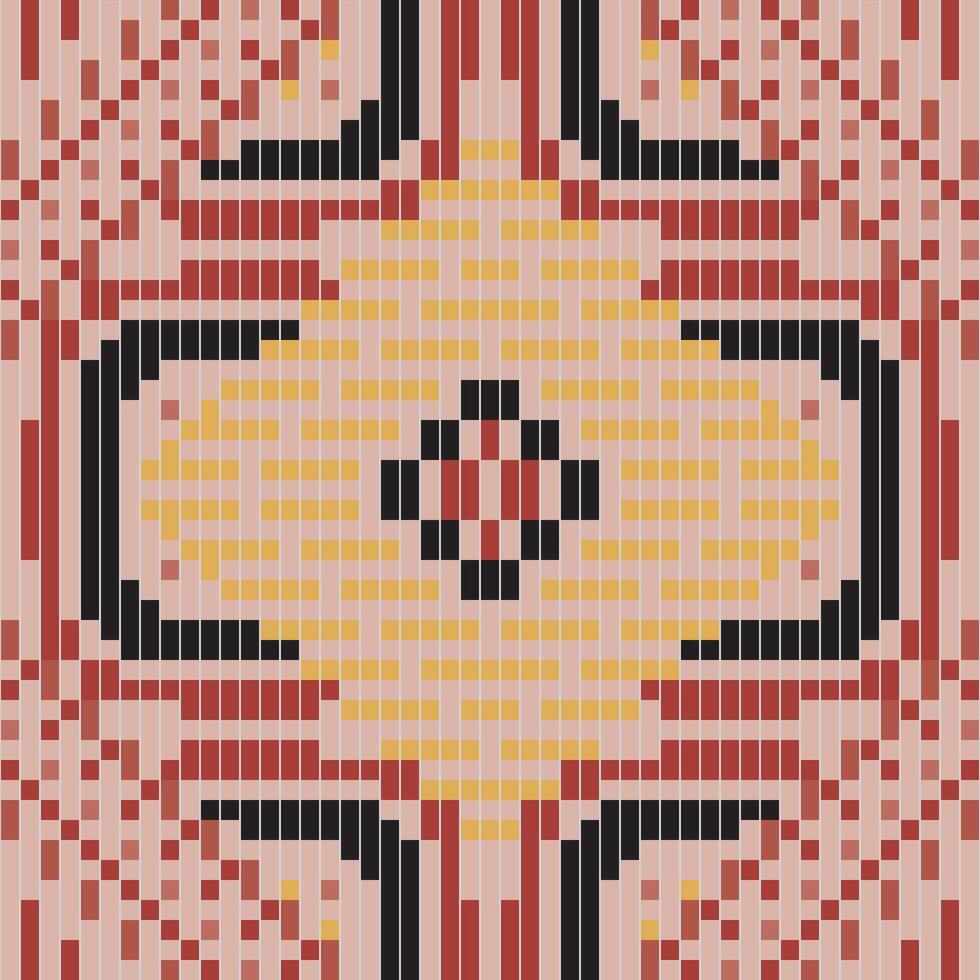 Textile Background Ikat Dress Patternfolk Embroidery, Aztec Geometric Ornament Print. Design for Carpet, Wallpaper, Clothing, Wrapping, Fabric vector