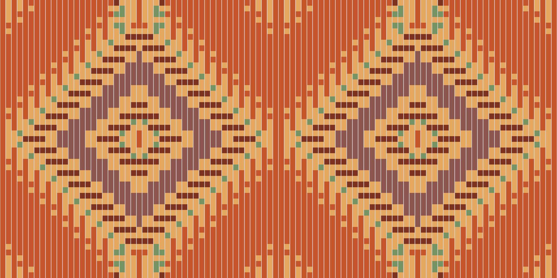 Carpet Double Ikat Patternfolk Embroidery, Aztec Geometric Ornament Print. Design for Carpet, Wallpaper, Clothing, Wrapping, Fabric vector