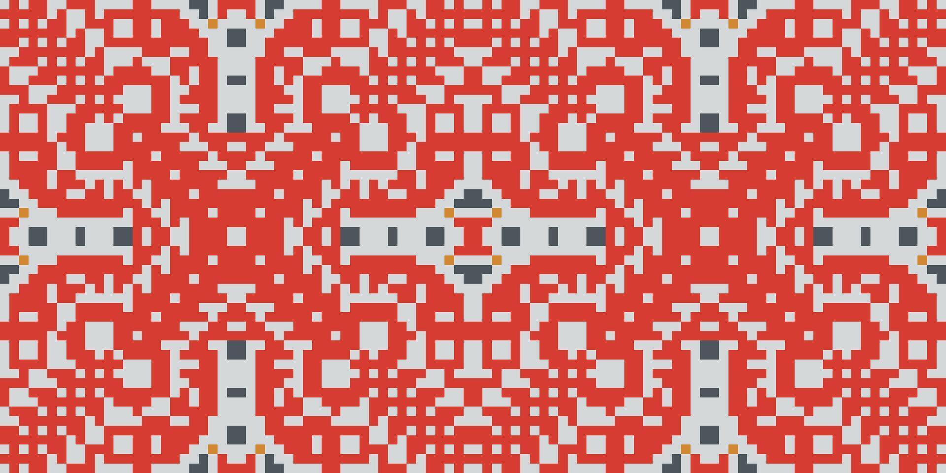 Pixel Ethnic Ikat Quilt Patternfolk Embroidery, Aztec Geometric Ornament Print. Design for Carpet, Wallpaper, Clothing, Wrapping, Fabric vector