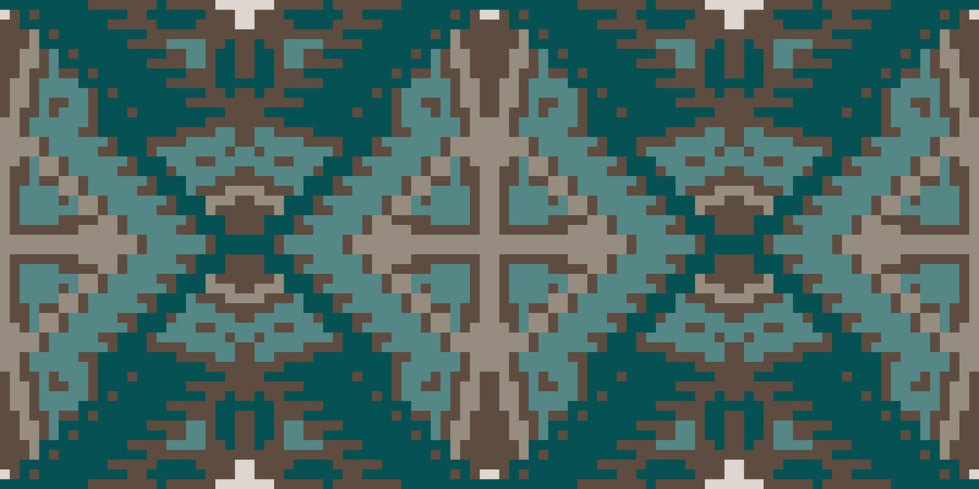 Pixel Seamless Abstract Geometric Patternfolk Embroidery, Aztec Geometric Ornament Print. Design for Carpet, Wallpaper, Clothing, Wrapping, Fabric vector