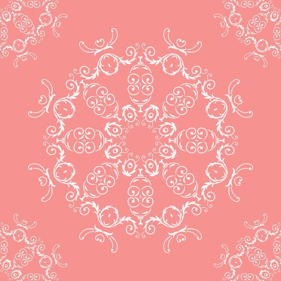 Damask Pattern Design Vintage Ndebele Traditional Pattern Painting Folk Embroidery, Aztec Ornament Print. Design for Carpet, Wallpaper, Clothing, Wrapping, Fabric vector