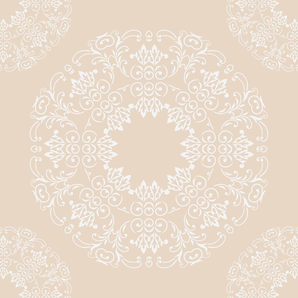 Damask Fabric Repeating Pattern Arabic Geometric Pattern Design Folk Embroidery, Aztec Ornament Print. Design for Carpet, Wallpaper, Clothing, Wrapping, Fabric vector