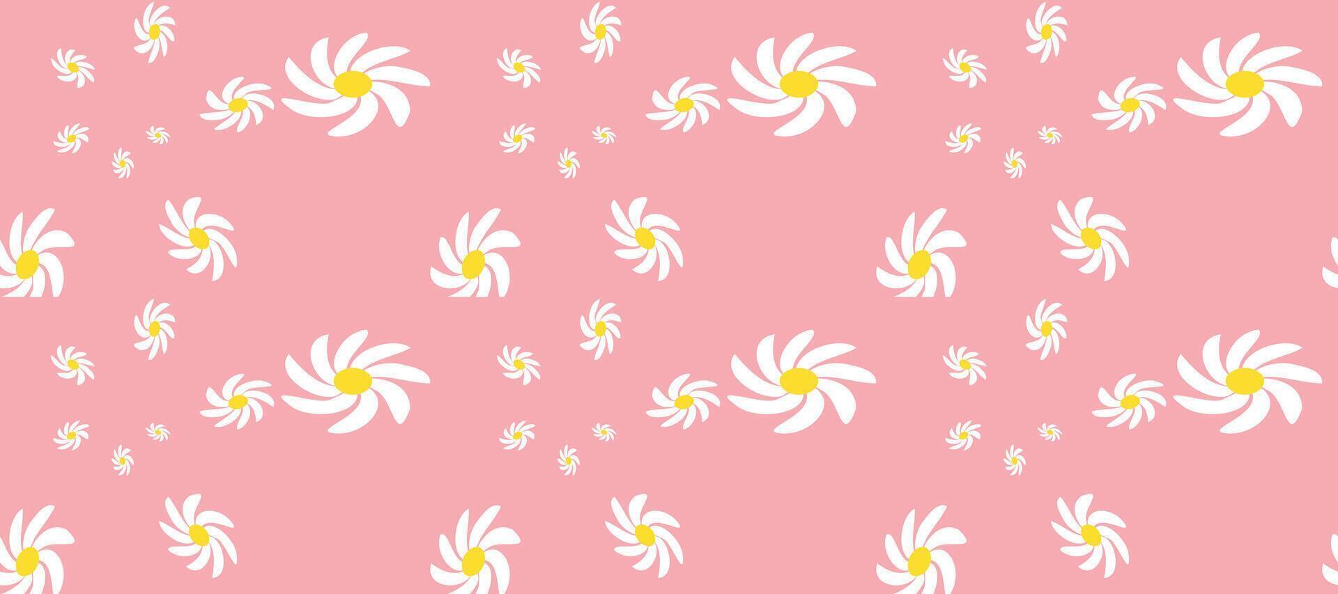 Blossom Daisy Pattern Printable. Vintage Seamless Pattern of White Daisies on Color Background. vector