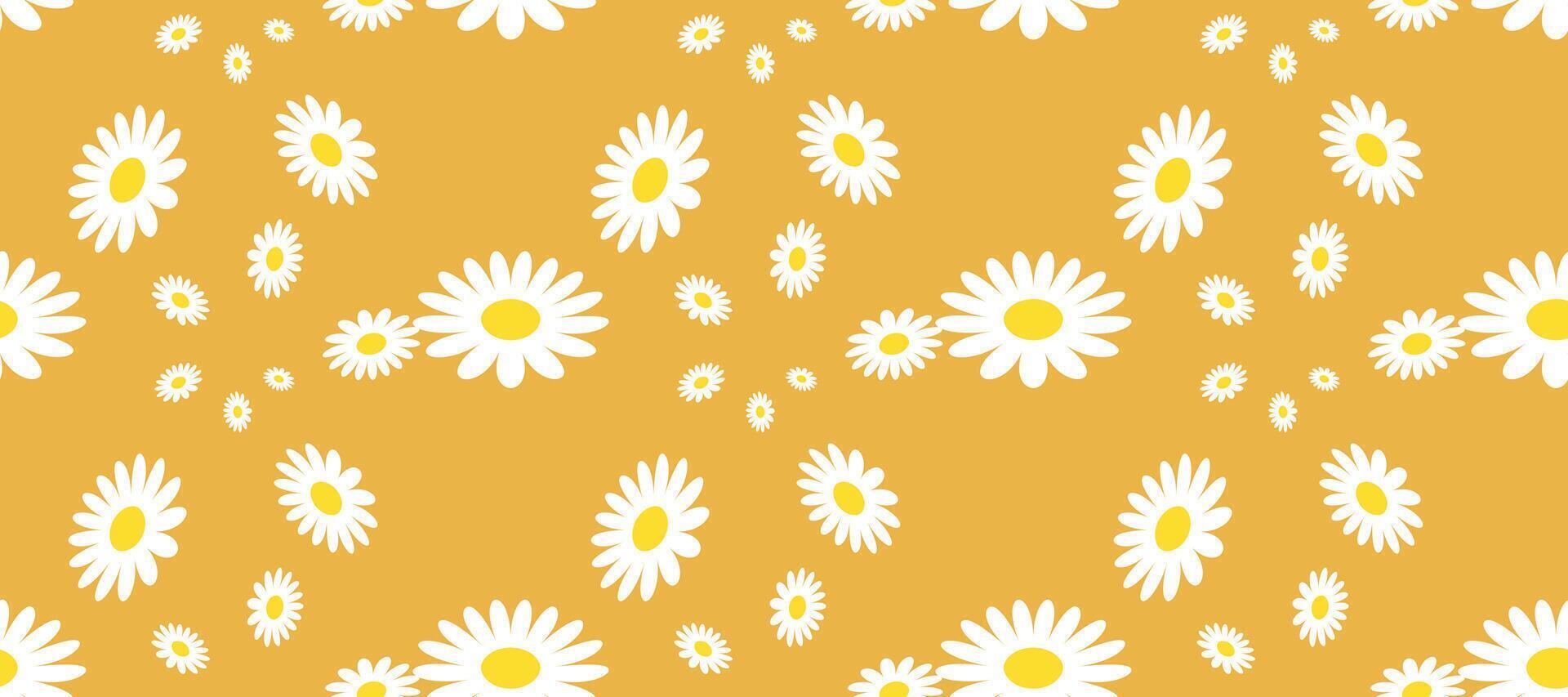 Bloom Seamless Pattern With Daisy Flower on Color Backgrounds . Cute Floral Print. vector