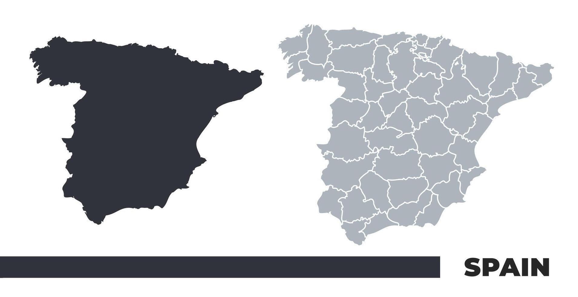 Spain flat and border outline maps vector
