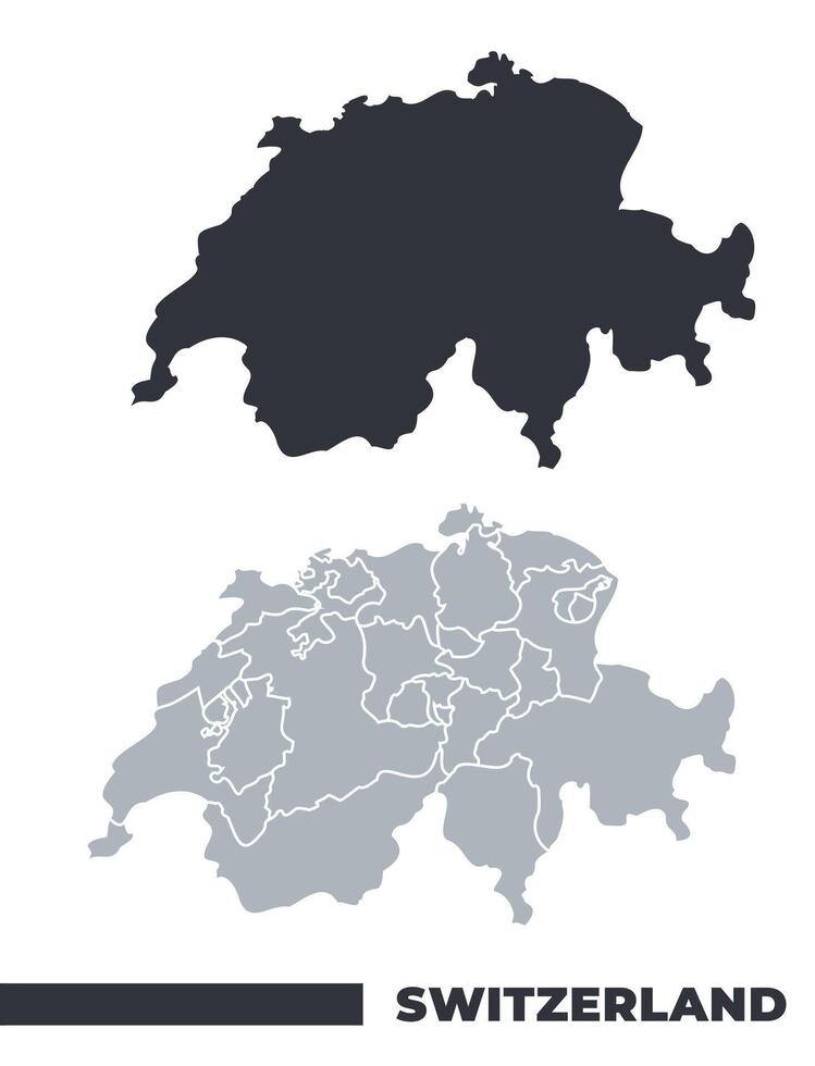 Switzerland flat and border outline maps vector
