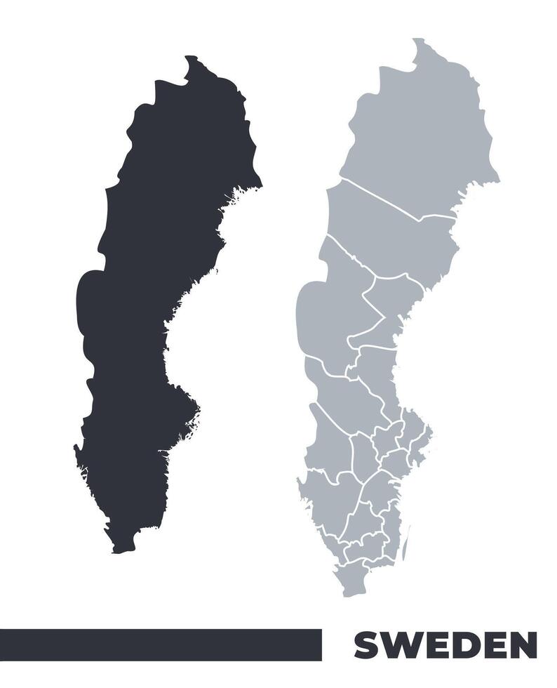Sweden flat and border outline maps vector
