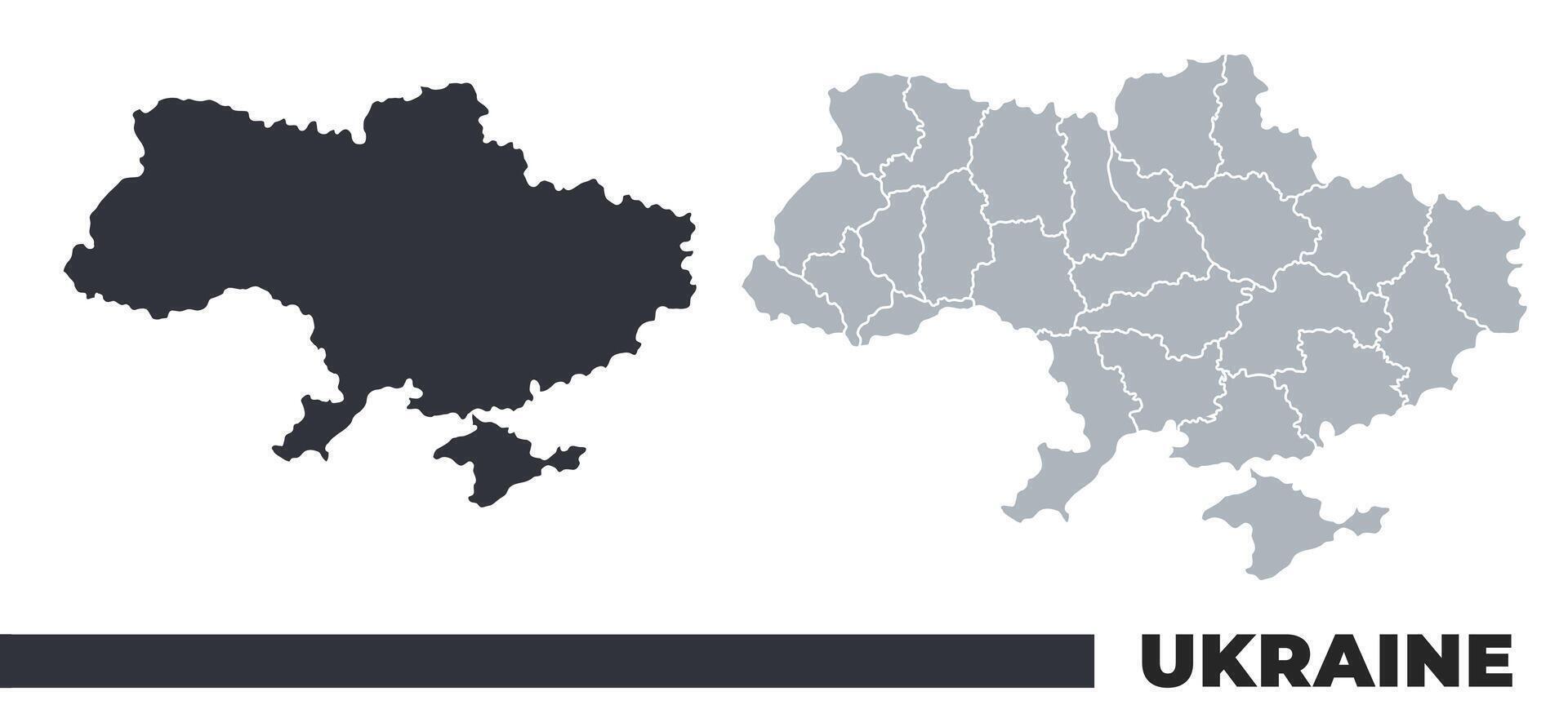 Ukraine flat and border outline maps vector