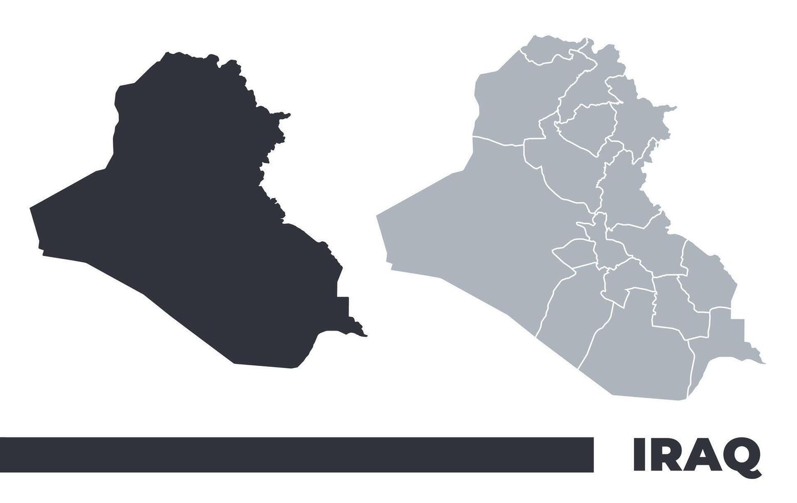 Iraq flat and border outline maps vector