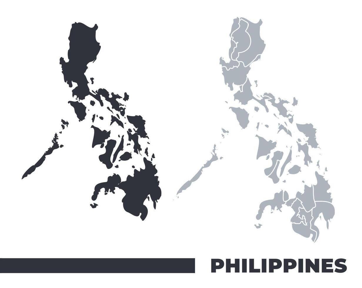 Philippines flat and border outline maps vector