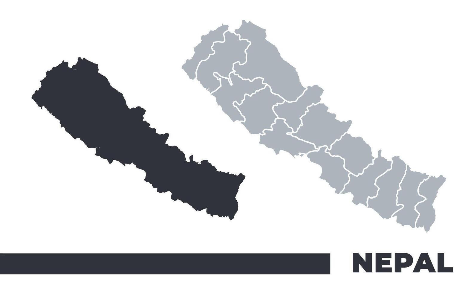 Nepal flat and border outline maps vector