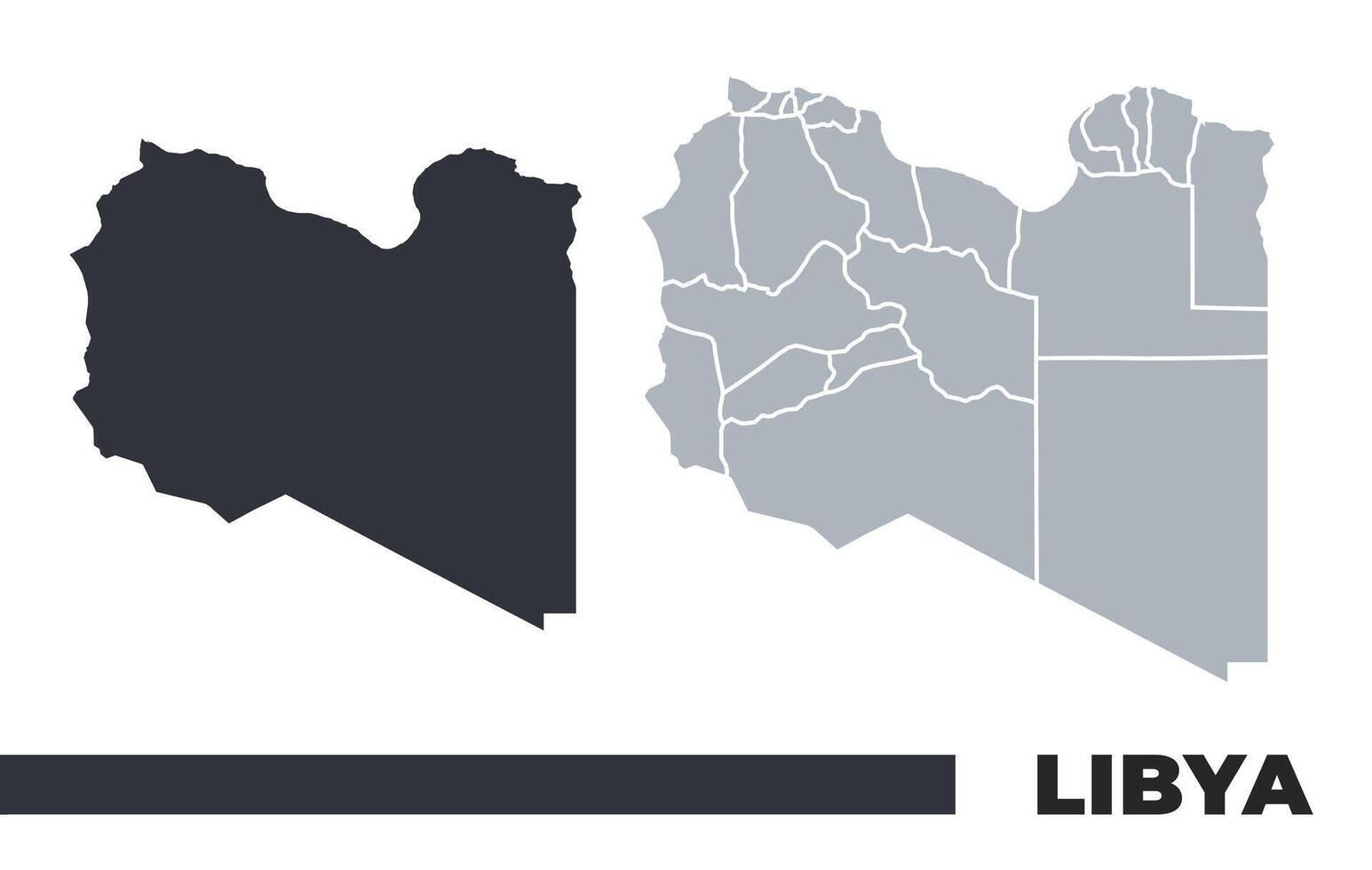 Libya flat and border outline maps vector