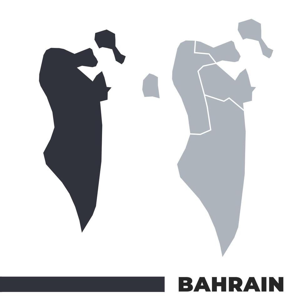 Bahrain flat and border outline maps vector